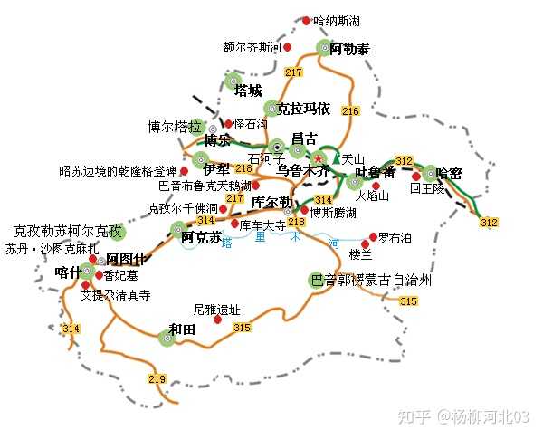 新疆北部旅游地图_新疆北部景点_新疆北部旅游地区是哪里